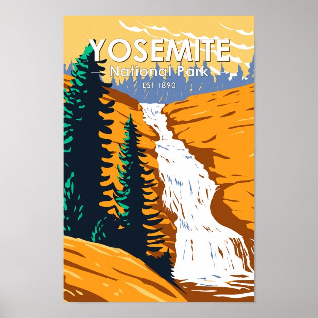 Yosemite National Park Chilnualna Falls California Poster (Vorne)