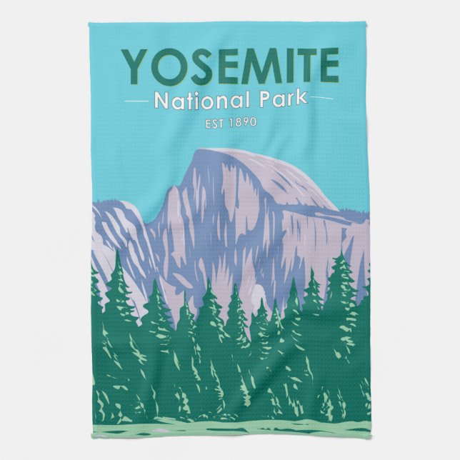 Yosemite National Park Halb Dome California Geschirrtuch (Vertikal)