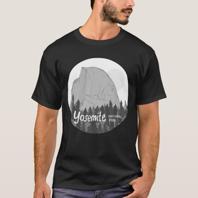 Yosemite National Park Halb Dome Grayscale T-Shirt (Vorderseite)