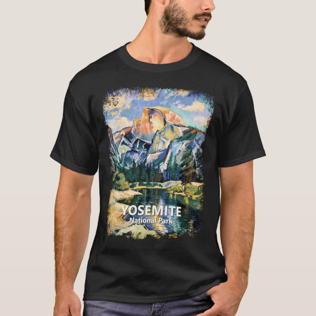 Yosemite National Park Half Dome Colorful Painting T-Shirt (Vorderseite)