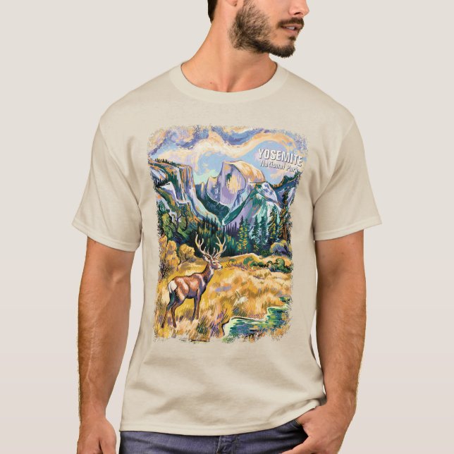 Yosemite National Park Half Dome Van Gogh Elk T-Shirt (Vorderseite)