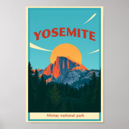 Yosemite National Park Half Dome Vintage Poster