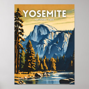 Yosemite National Park Illustrationstext Poster