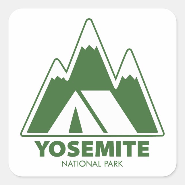 Yosemite National Park Mountains Camping Quadratischer Aufkleber (Vorderseite)