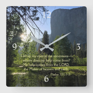 Yosemite National Park Psalm Wall Clock Quadratische Wanduhr