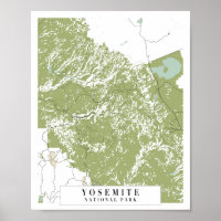 Yosemite National Park Retro Street Karte