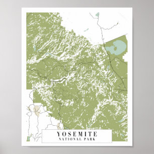 Yosemite National Park Retro Street Karte Poster