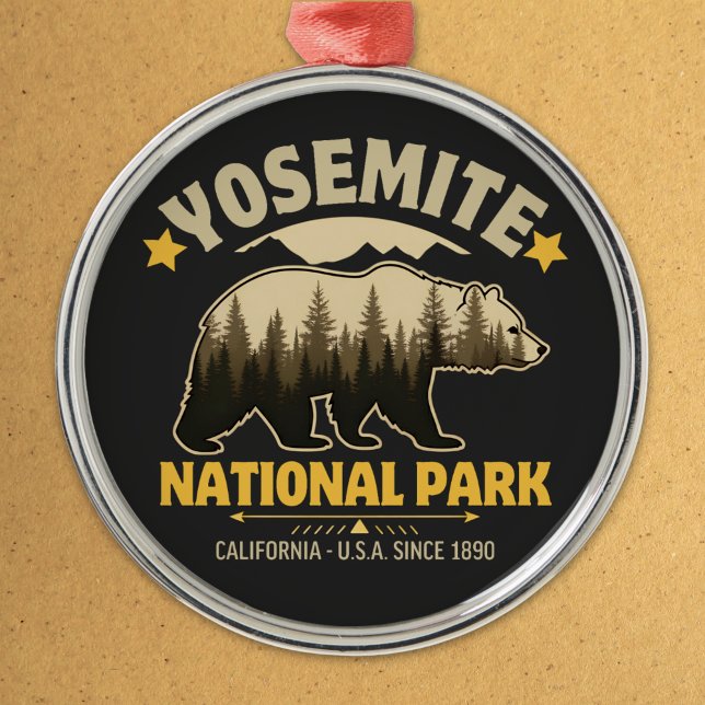 Yosemite National Park Rustic Bear Ornament Aus Metall (Von Creator hochgeladen)