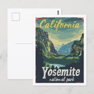 Yosemite National Park USA Vintage Travel Place Postkarte