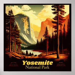 Yosemite National Park Vintage Quadrat Poster