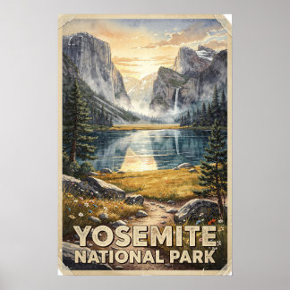 Yosemite National Park Vintage Reise Poster