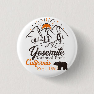 Yosemite Nationalpark Bären Minimalistischer Berg Button