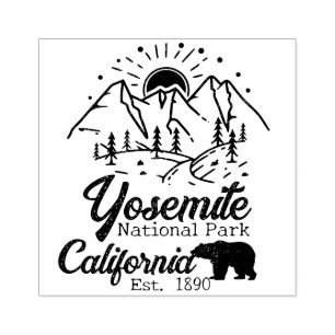 Yosemite Nationalpark Bären Minimalistischer Berg Gummistempel