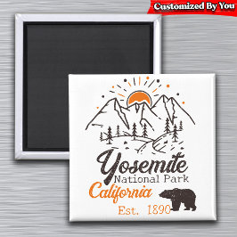 Yosemite Nationalpark Bären Minimalistischer Berg Magnet