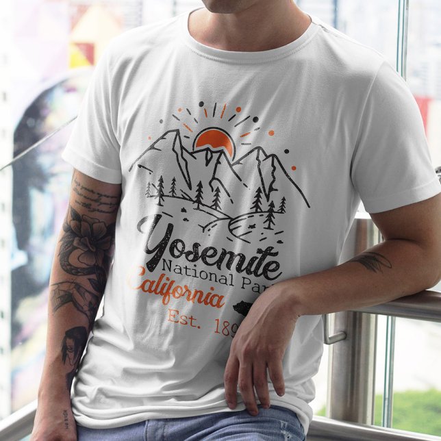Yosemite Nationalpark Bären Minimalistischer Berg T-Shirt (Von Creator hochgeladen)