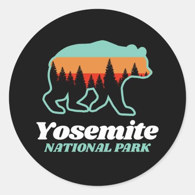 Yosemite Nationalpark Bären Wandern Camping Gesche Runder Aufkleber (Vorderseite)