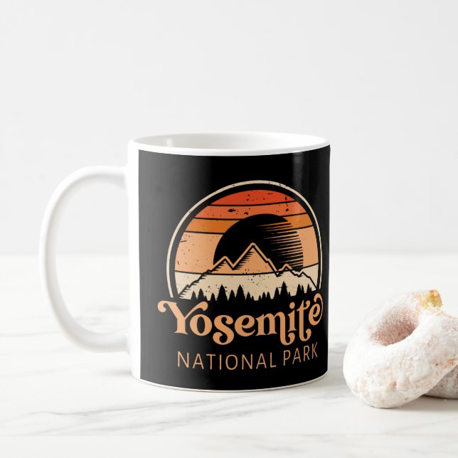 Yosemite Nationalpark California Retro Vintag Kaffeetasse (Mit Donut)