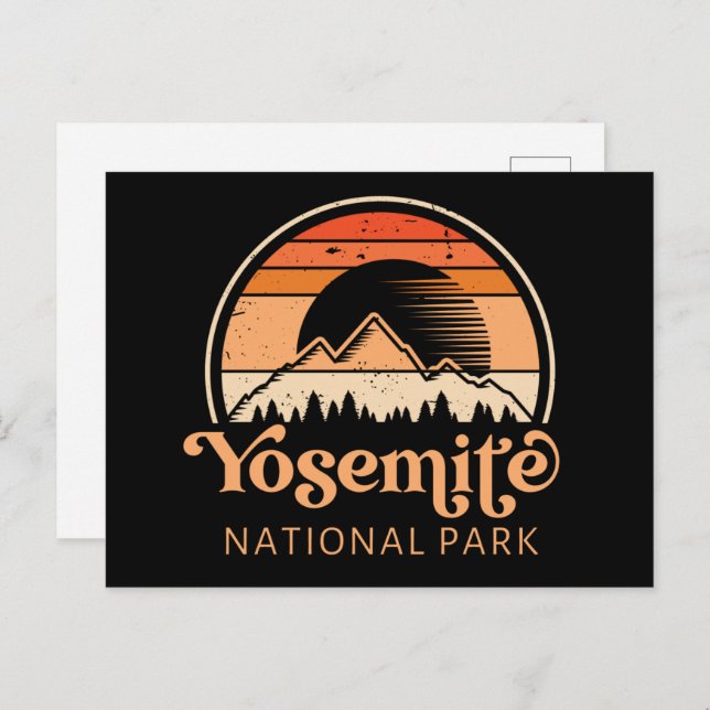 Yosemite Nationalpark California Retro Vintag Postkarte (Vorne/Hinten)