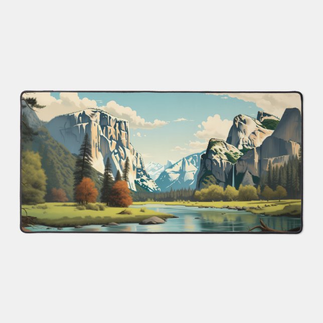 Yosemite Nationalpark Halbkuppel Vintage Kunst Schreibtischunterlage (Vorderseite)