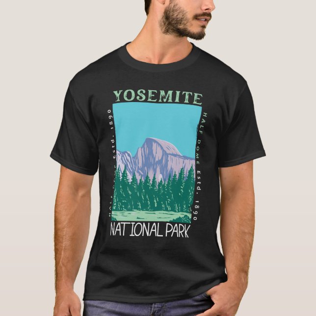 Yosemite Nationalpark Half Dome Retro gestört T-Shirt (Vorderseite)