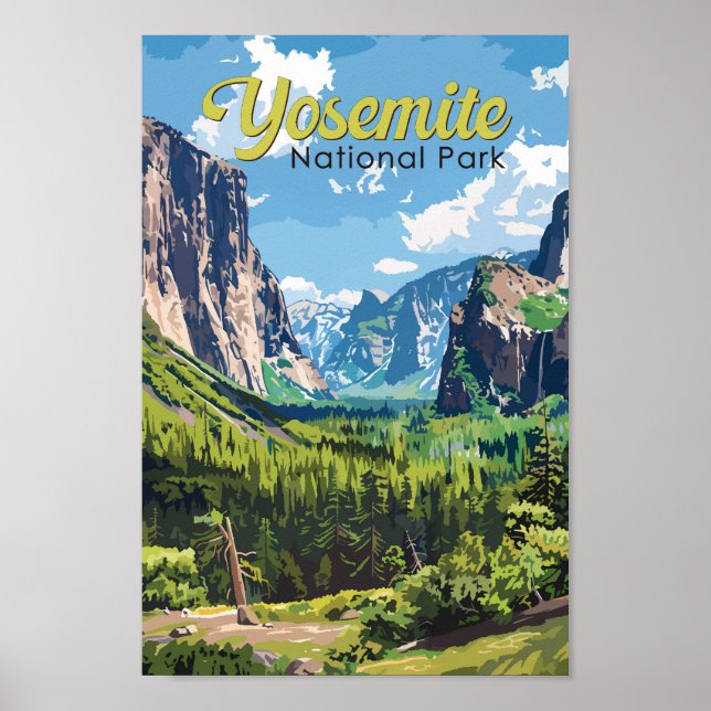 Yosemite Nationalpark Illustration Poster (Vorne)