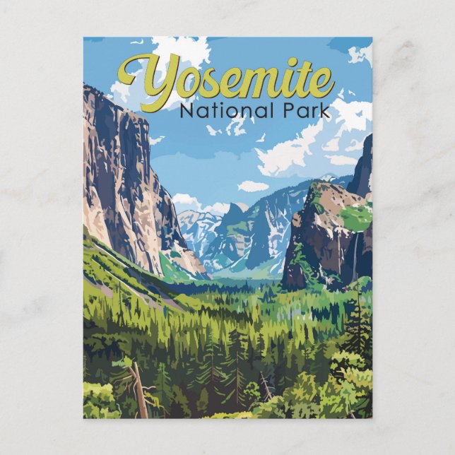 Yosemite Nationalpark Illustration Postkarte (Vorderseite)