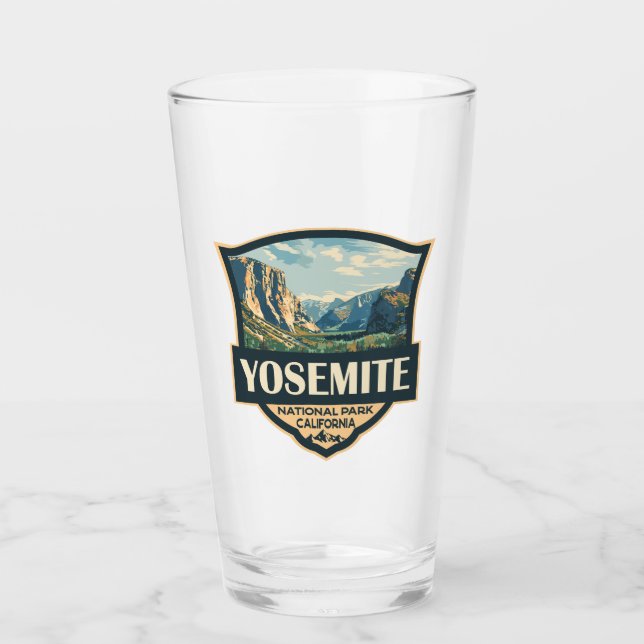 Yosemite Nationalpark Illustration Retro Abzeichen Glas (Vorderseite)