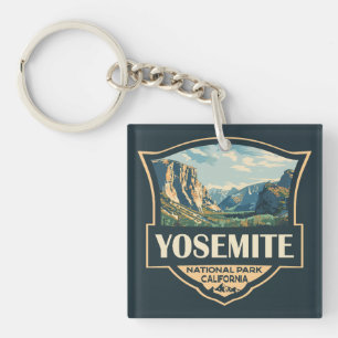 Yosemite Nationalpark Illustration Retro Abzeichen Schlüsselanhänger
