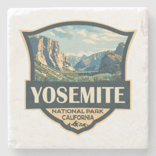 Yosemite Nationalpark Illustration Retro Abzeichen Steinuntersetzer