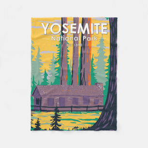 Yosemite Nationalpark Mariposa Grove Cabin Retro Fleecedecke