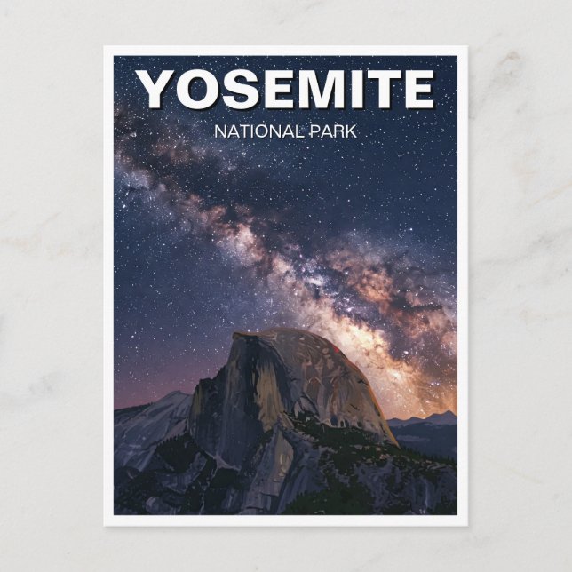 Yosemite Nationalpark Milchstraße Nacht Postkarte (Vorderseite)