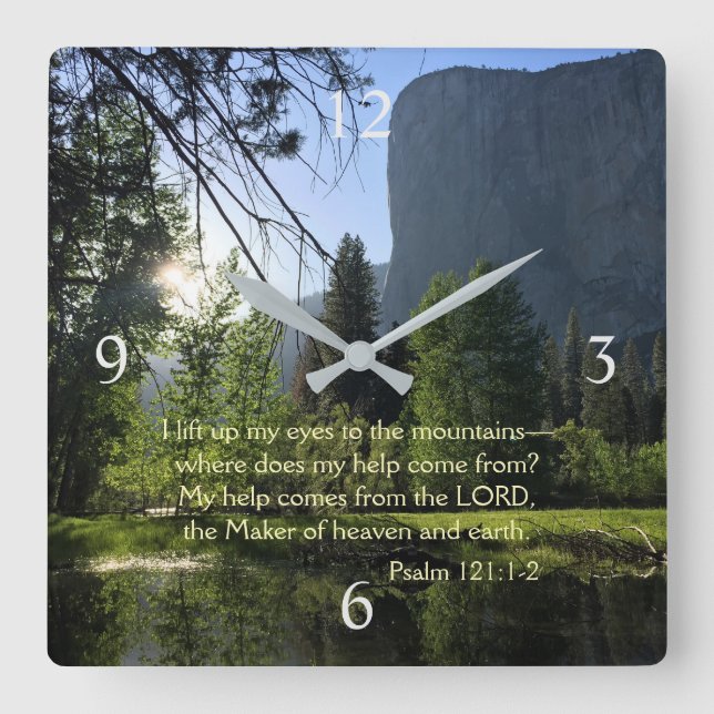 Yosemite-Nationalpark Psalm-Wall-Uhr Quadratische Wanduhr (Vorderseite)
