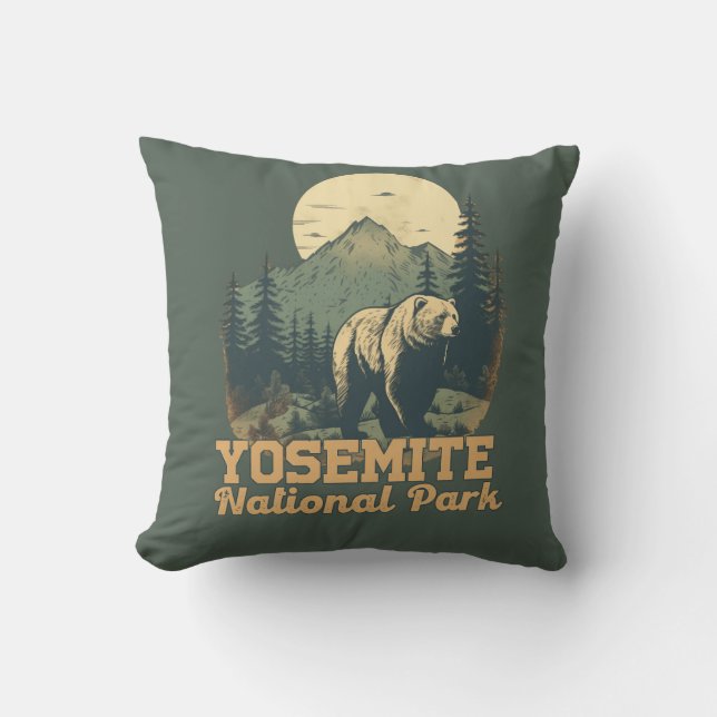 Yosemite Nationalpark Retro Vignette Kissen (Vorderseite)