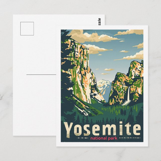 Yosemite Nationalpark Vintag Berühmter Reiseort Postkarte (Vorne/Hinten)