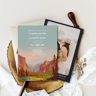 Yosemite Nationalpark Vintage Hochzeit Einladung