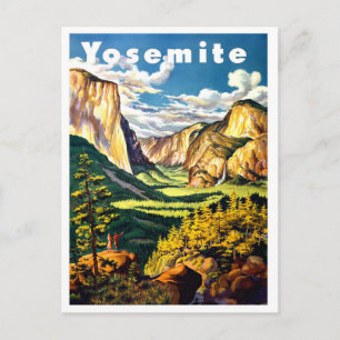 Yosemite-Nationalpark, Vintage-Reiseposter Postkarte
