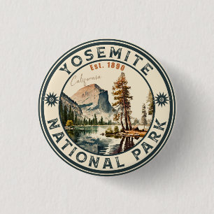 Yosemite Nationalpark Vintages Gebirge Button