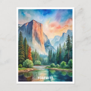 Yosemite Nationalpark Wasserfarben Malerei Postkarte