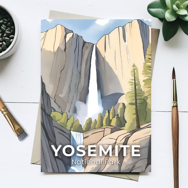 Yosemite-Nationalpark | Wasserfarbenreise Postkarte (Von Creator hochgeladen)
