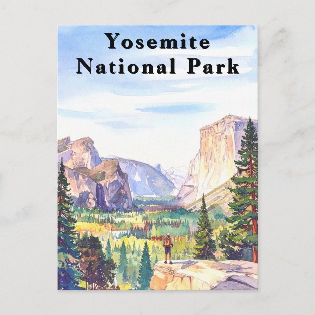 Yosemite Nationalpark Watercolor Postkarte (Vorderseite)