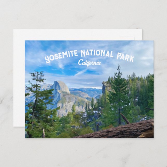 Yosemite Nationalpark Watercolor Postkarte (Vorne/Hinten)