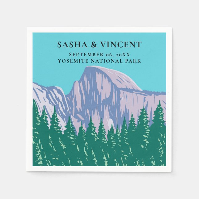 Yosemite Nationalpark Wedding Retro Serviette (Vorderseite)