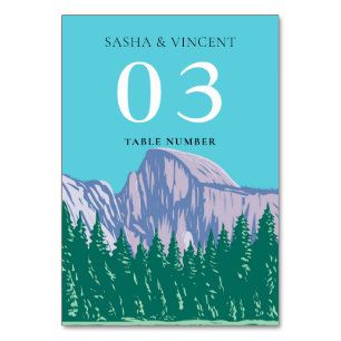 Yosemite Nationalpark Wedding Retro Tischnummer