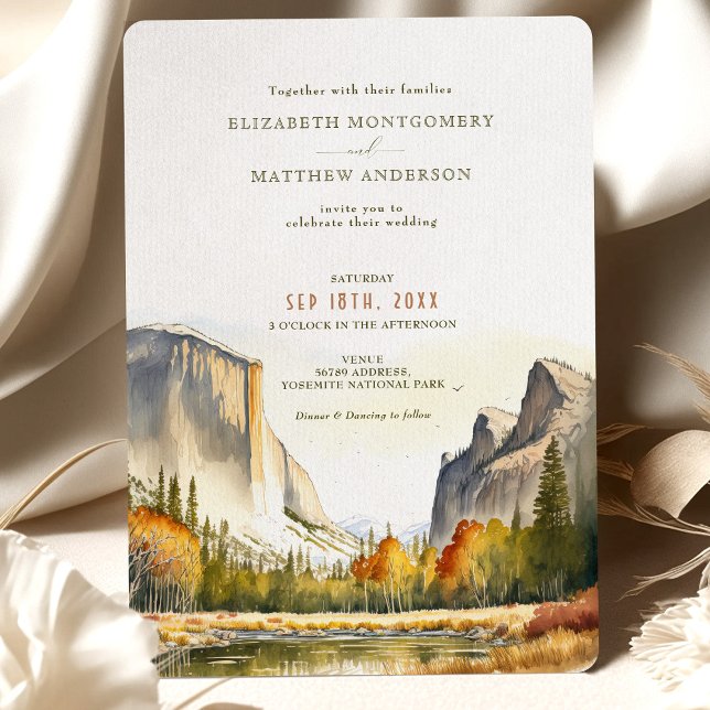 Yosemite Nationalpark Wedding Watercolor Einladung (Von Creator hochgeladen)
