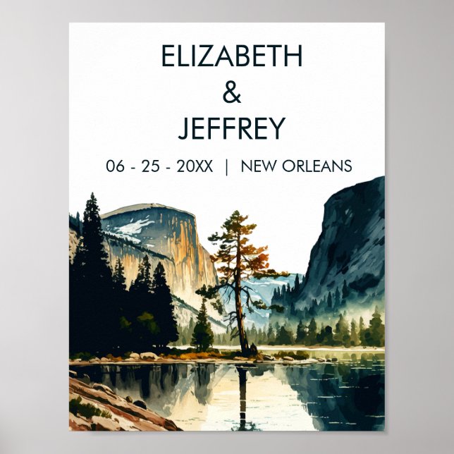 Yosemite Nationalpark Wedding Watercolor Poster (Vorne)