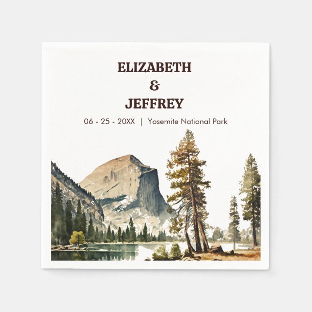 Yosemite Nationalpark Wedding Watercolor Serviette (Vorderseite)