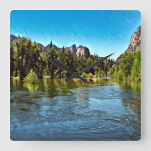 YOSEMITE OASIS Wall Clock Quadratische Wanduhr