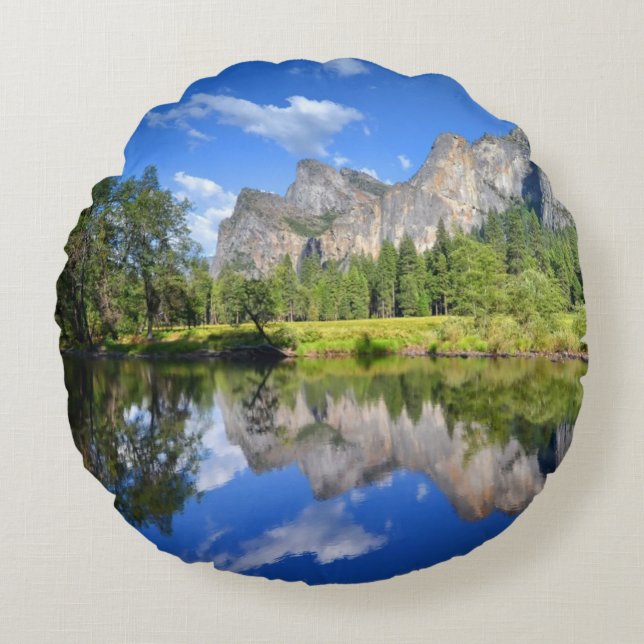 Yosemite-Reflexion Rundes Kissen (Vorderseite)