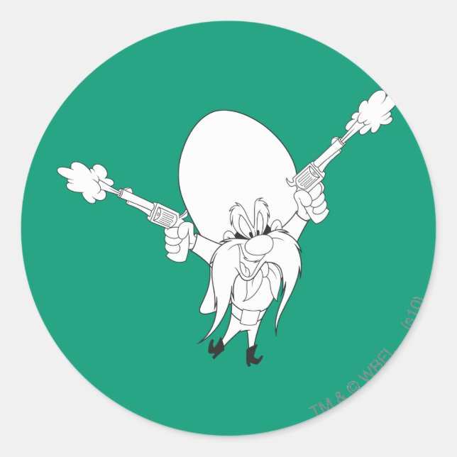 Yosemite Sam Guns Blazing Runder Aufkleber (Vorderseite)