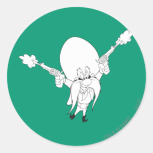 Yosemite Sam Guns Blazing Runder Aufkleber